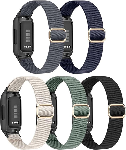 5 Pack Stretchy Nylon Compatible with Fitbit Inspire 3 Bands for Women Men, Elastic Adjustable Soft Sport Strap Replacement Wristband for Fitbit Inspire 3 Bands/Fitbit Inspire 2