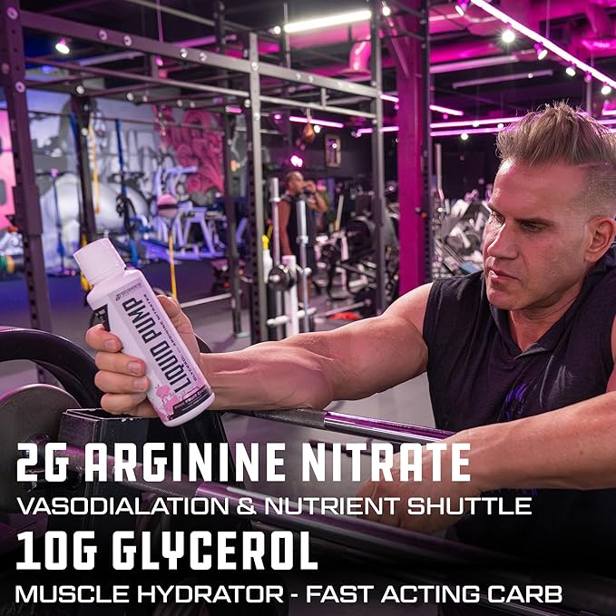 Liquid Pump - Glycerol and Arginine Nitrates for optimized pump pre-workout liquid caffeine free non stim pre-workout for energy and performance and nictic oxide booster | Pink Fruit Chews flavor
