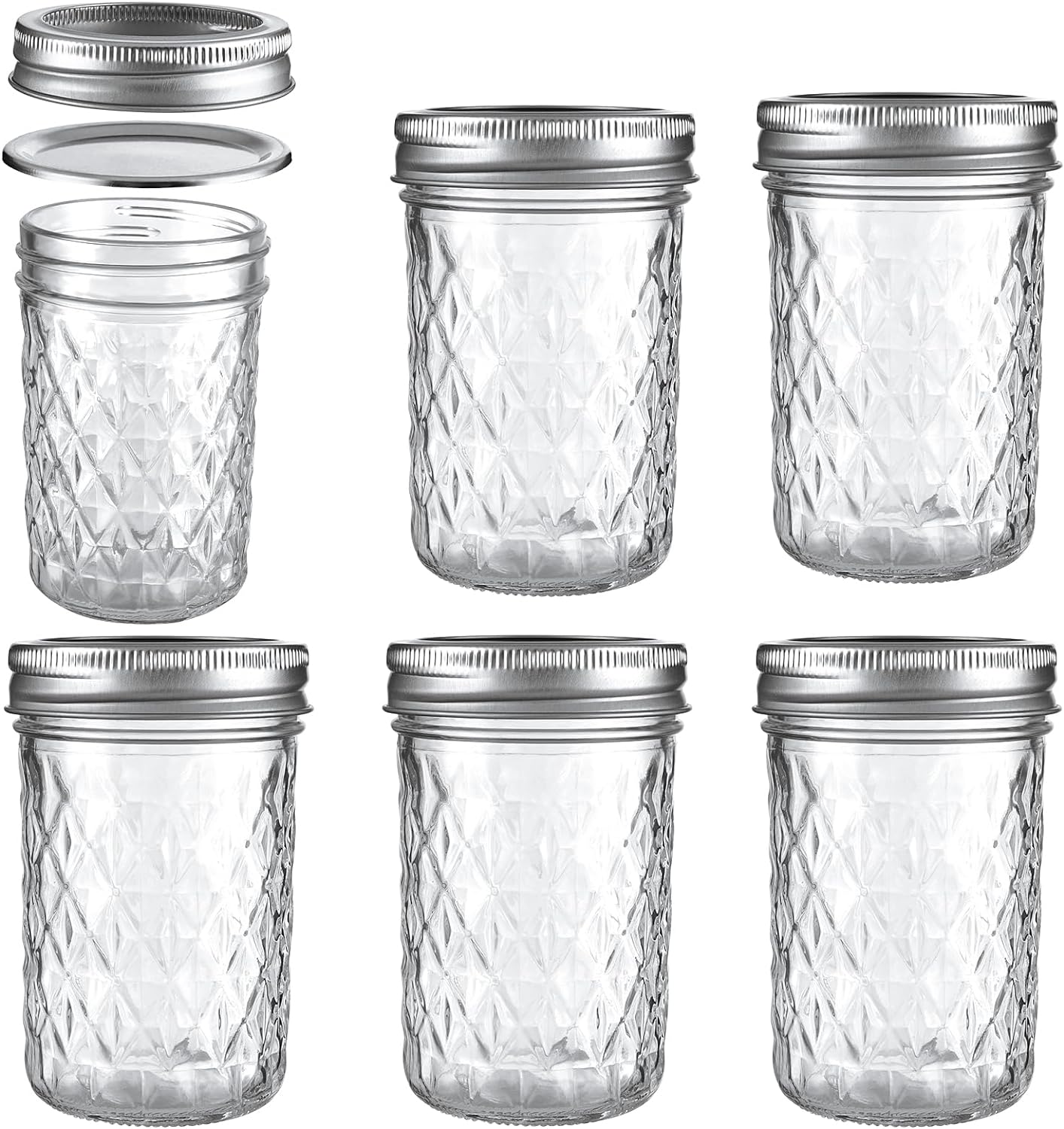 Mason Jars Airtight Lids Glass Canning Jars 8oz/250ml Regular Lids Spice Jars Honey Jars for Yogurt,Jam,Spice,Overnight Oats Canning, Preserving,Decorations,Jelly,Dessert,6 Pack (8 oz)