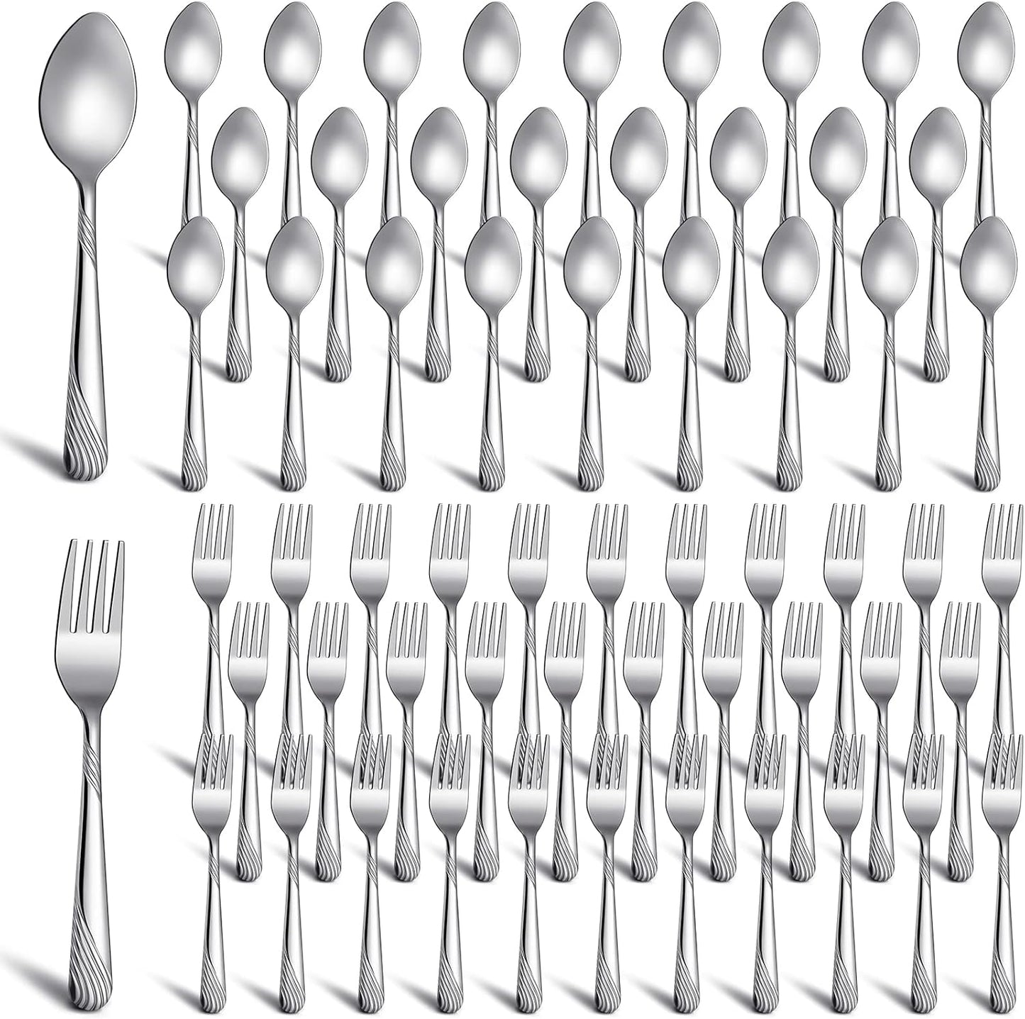 200 Pcs Dinner Forks and Spoons Silverware Set Heavy Duty Stainless Steel Flatware Cutlery Metal Included 100 6.7 Inch Forks and 100 6.7 Inch Spoons, Mirror Polished, Dishwasher Safe