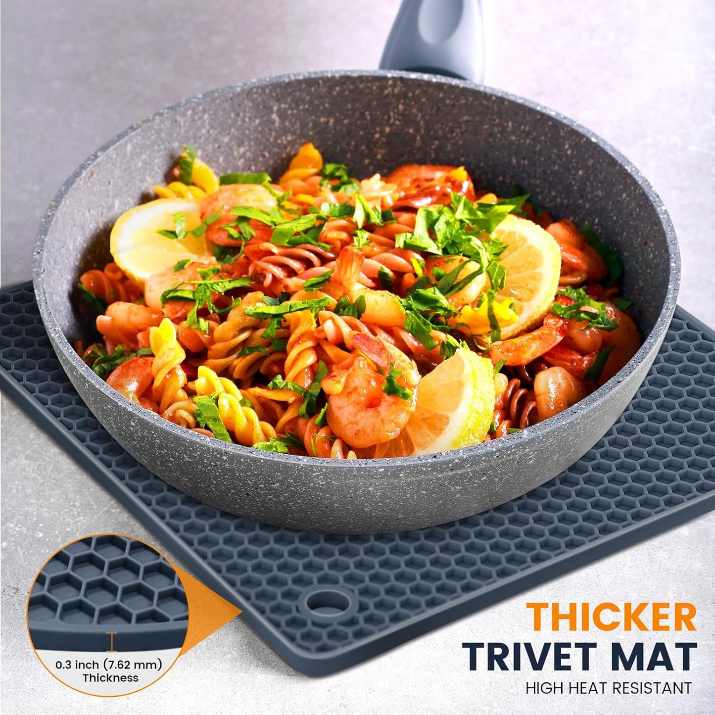 Silicone Trivet Mats 4 Heat Resistant Pot Holders Multipurpose Non-Slip Hot Pads for Kitchen Potholders, Drying mat, Jar Opener, Spoon Holder, Coaster(Navy Blue)