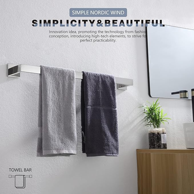 KOKOSIRI 24-Inch Single Towel Bar SUS304 Stainless B4003CH-L24