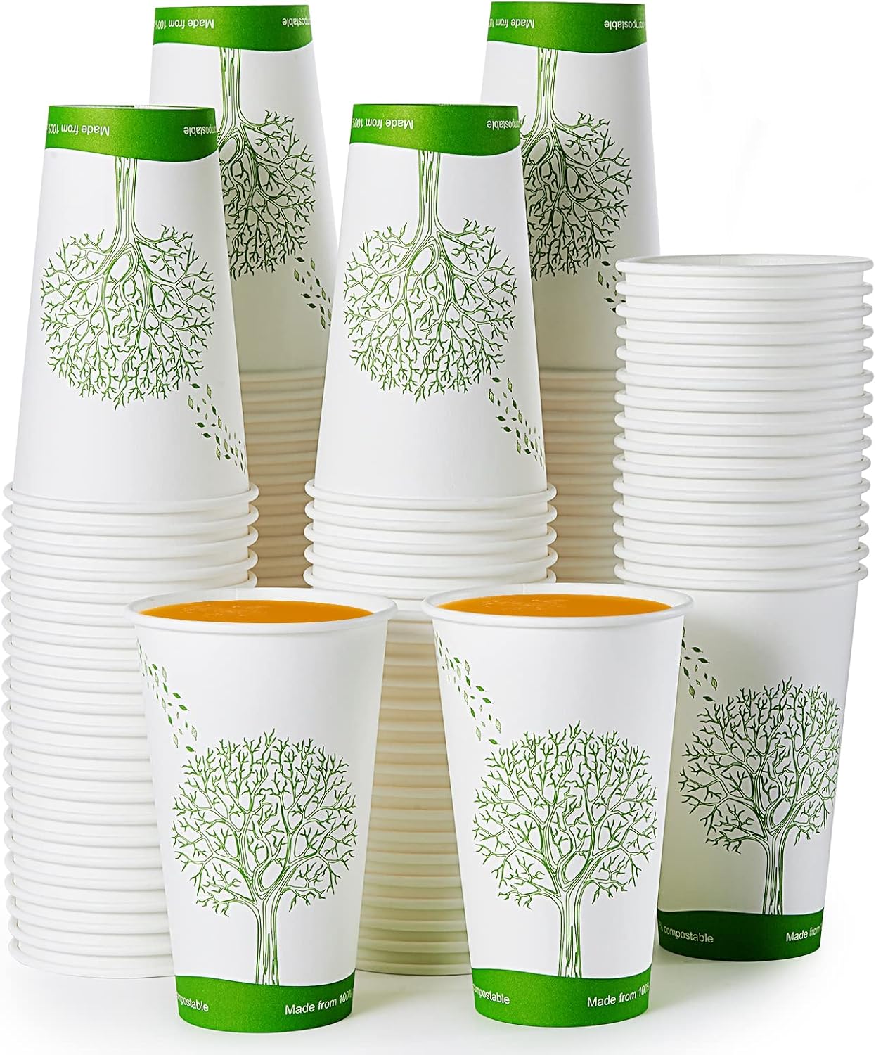 ECOLipak 210 Count 16 oz Compostable Cups, Biodegradable Disposable Paper Cups with PLA Lined, Eco-friendly Paper Coffee Cups for Party, Picnic,Travel,and Events