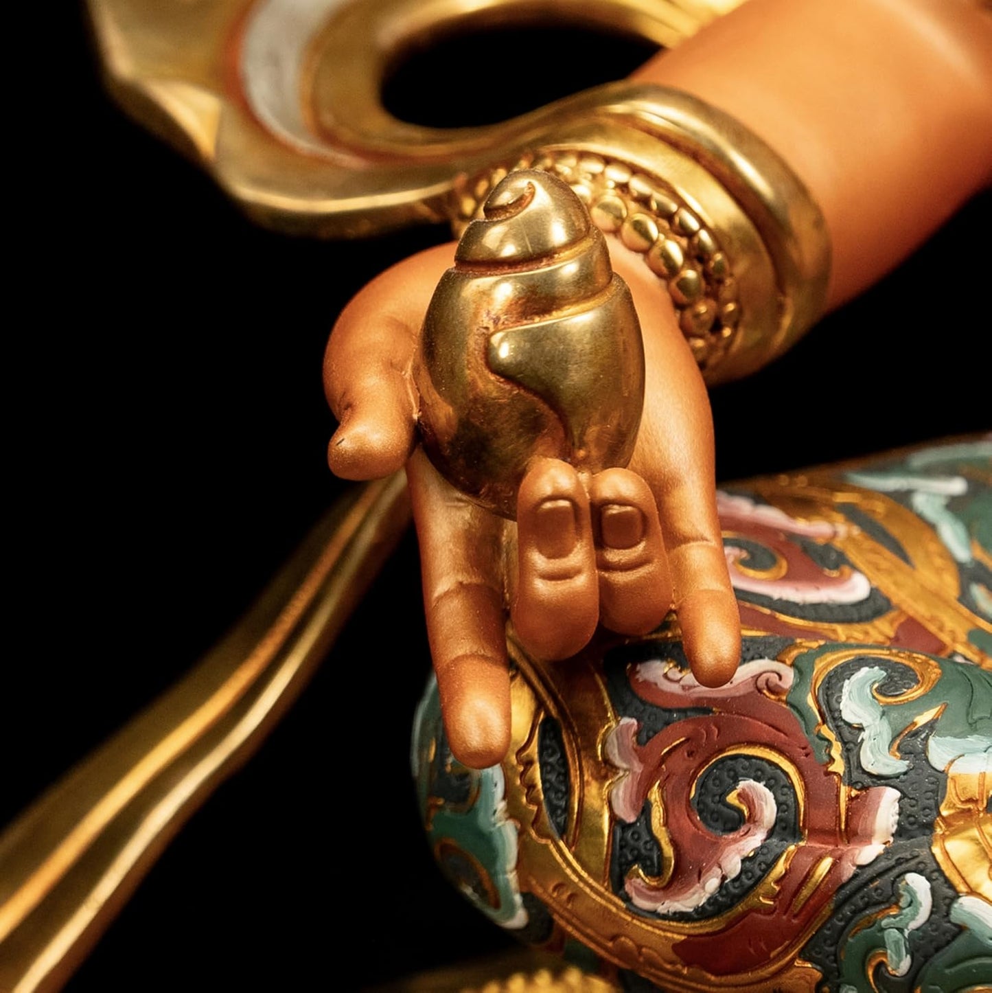 Handmade Brass Buddha Vajrayana Statue, Wax Modeling, Handicraft in Nepal, Feng Shui Decoration attracts Wealth,10.62"