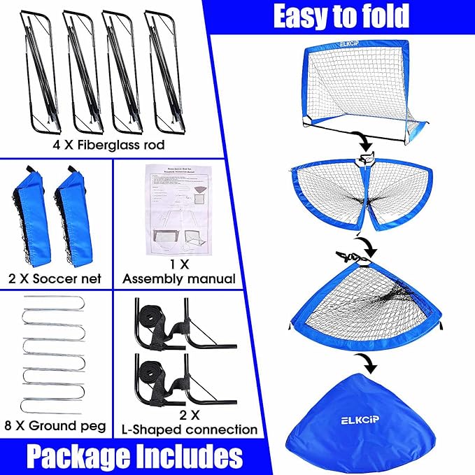 Kids Soccer Goals for Backyard Set of 2 6X4 /4x3 /4x3 ft