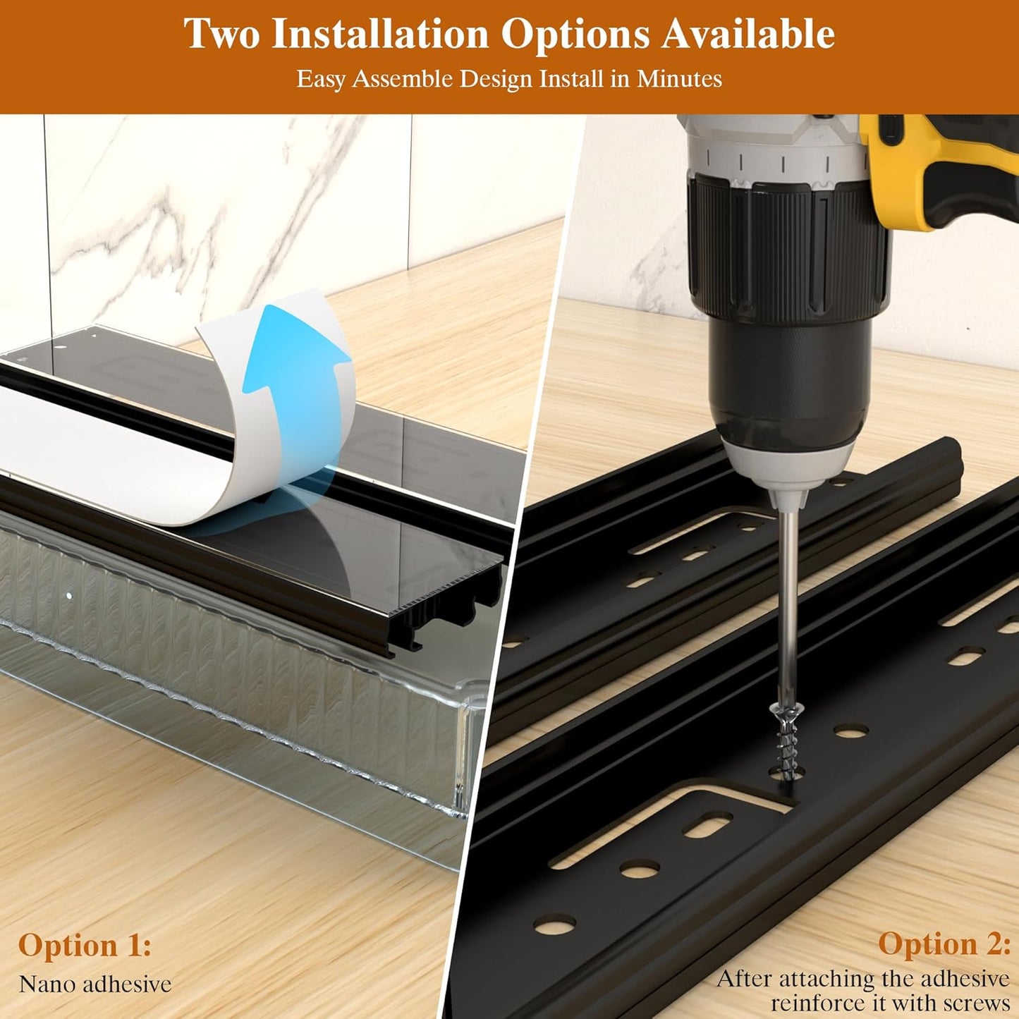 2 Pack Pull Out Spice Rack Organizer for Cabinet, 2 Tier Slide Out Spice Racks Organizer, Spice Cabinet Organizers, Cabinet Size Need:12'' High x 11'' Deep x 5'' Wide, Clear Acrylic