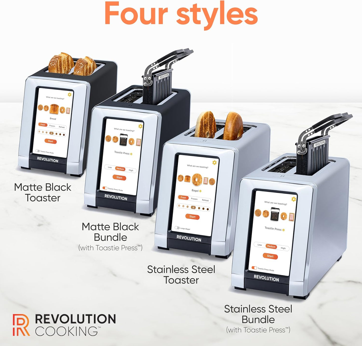 Revolution R180 Connect Smart Toaster, 2-Slice High-Speed Touchscreen Toaster with Patented InstaGLO Technology, Wi-Fi Connectivity, Weather Widget, and Over-the-Air Updates, Stainless Steel