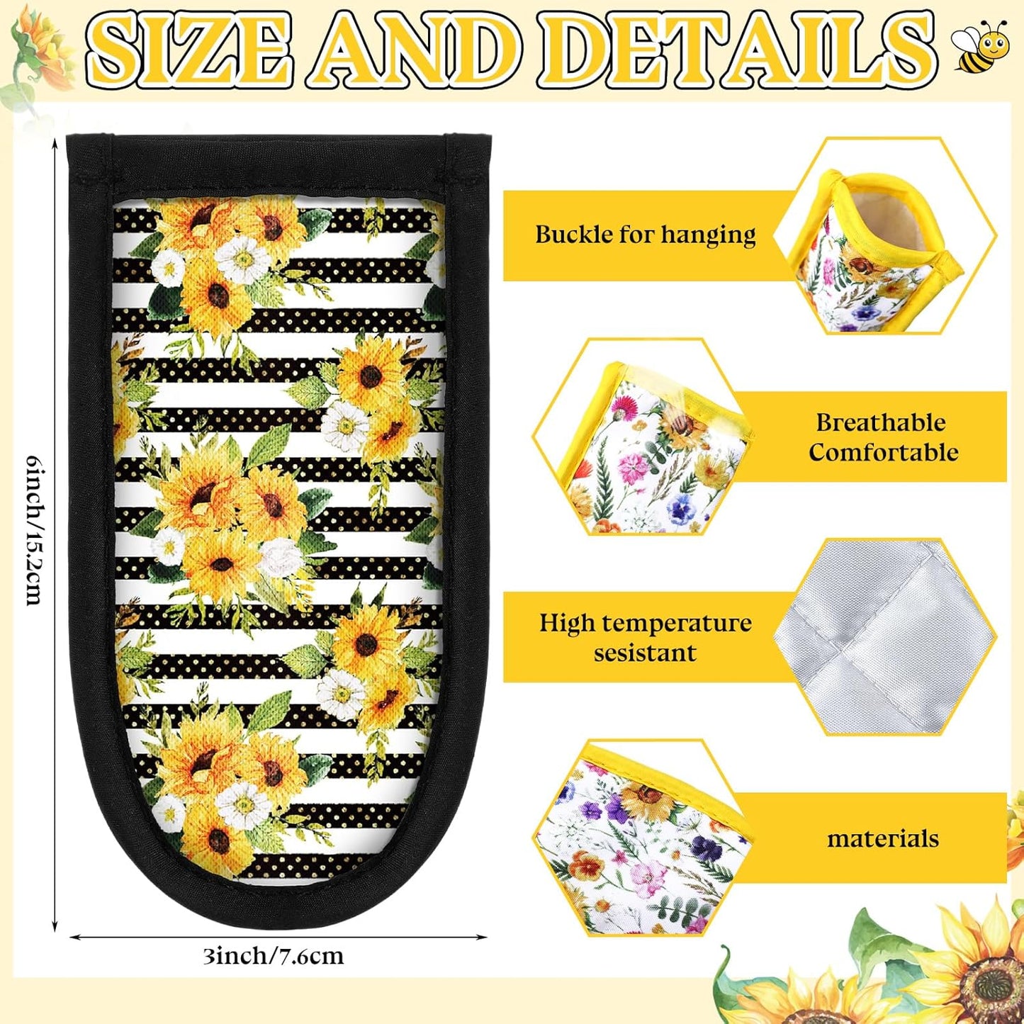 Patelai 8 Pieces Cast Iron Skillet Handle Covers Pan Handle Holder Sleeve Heat Resistant Non Slip Skillet Pot Holders Mitt Protector for Kitchen Cooking BBQ Baking Cookware, 8 Styles