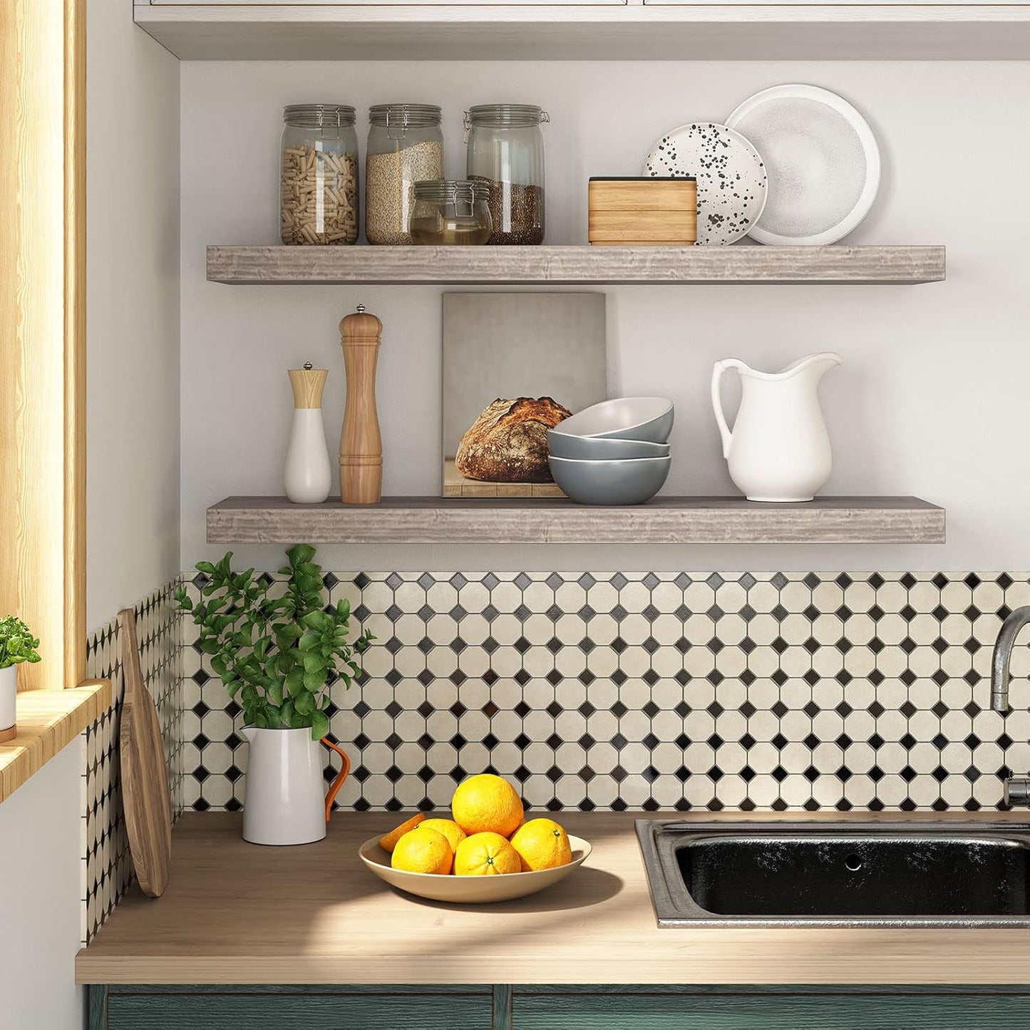 HOOBRO Floating Shelves for Wall, Wall Mounted Shelf Set of 2, 31.5" Hanging Shelf with Invisible Brackets, for Wall in Bathroom, Bedroom, Toilet, Kitchen, Living Room, Office, Greige BG80BJP201