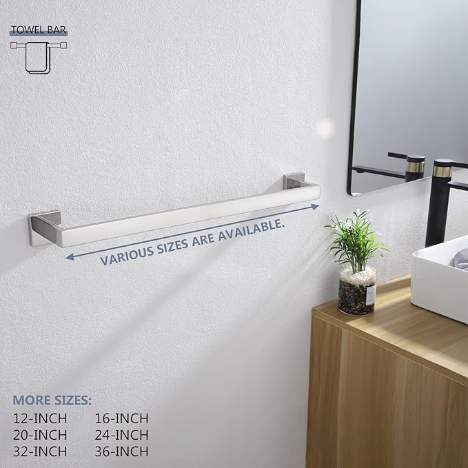 KOKOSIRI 20-Inch Single Towel Bar 2 Pack, B4003CH-L20-P2