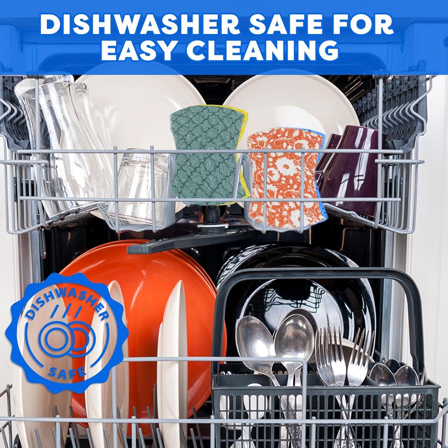 SCRUBIT Non-Scratch Cellulose Scrub Sponge - Soft and Easy Grip - Kitchen Sponges for Cleaning - 16-Pack Dual Sided Scrubby Sponges for Pots, Pans, Kitchen, and More