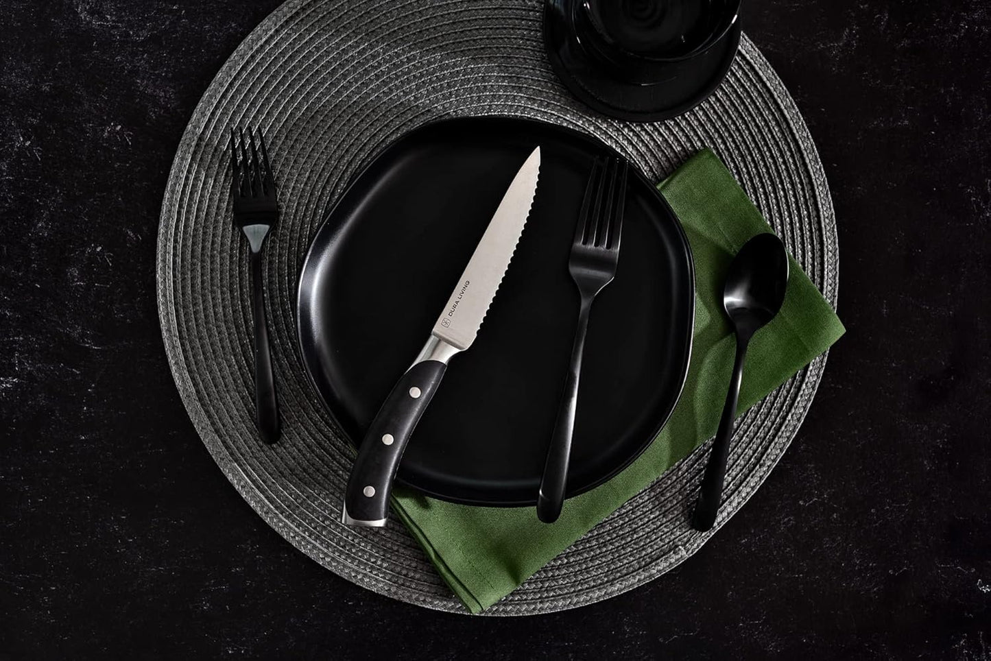 8-Piece Serrated Kitchen Steak Knife Set – Forged High Carbon Stainless Steel, Ultra Sharp, Ergonomic Black Handles, Durable Dinner Knives, Black Handle