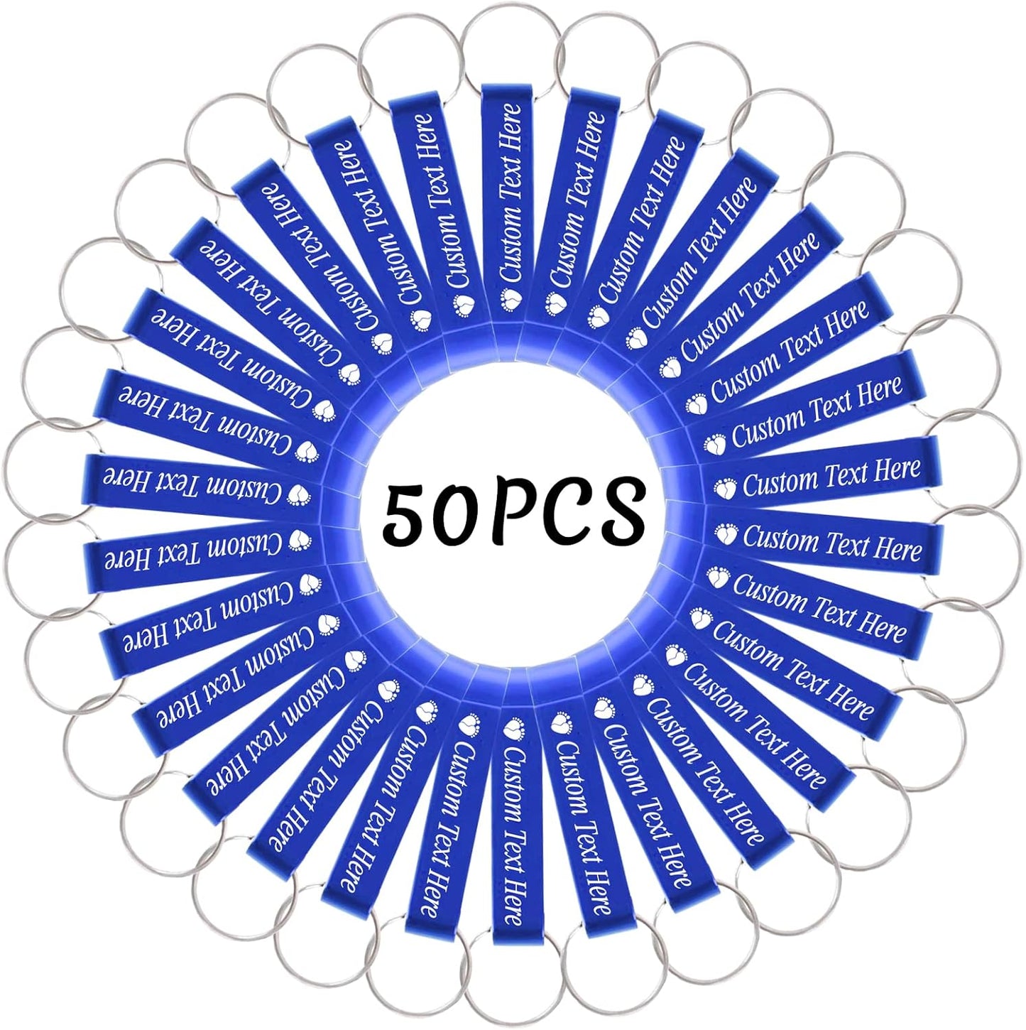 50PCS Personalized Bottle Opener Keychain Bulk Custom Beer Bottle Opener with Logo Text Engraved Wedding Bottle Opener Favors Customized Gifts for Guests Baby Shower Birthday Party-Blue