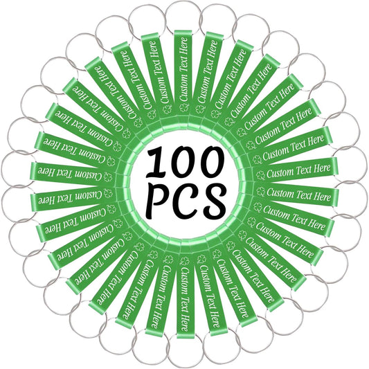 100PCS Personalized Bottle Opener Keychain Bulk Custom Beer Bottle Opener with Logo Text Engraved Wedding Bottle Opener Favors Customized Gifts for Guests Baby Shower Birthday Party-Green