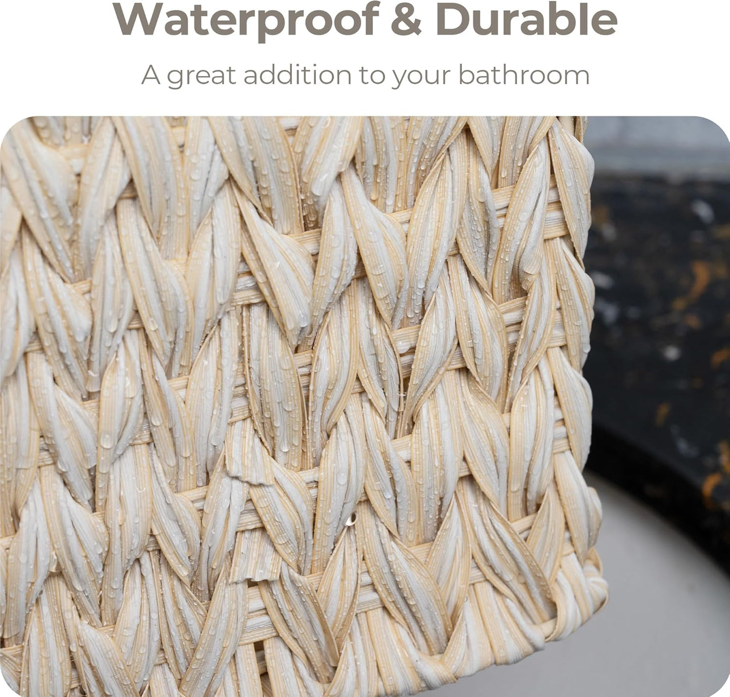 GRANNY SAYS Basket for Organizing, Wicker Storage Baskets for Shelves, Woven Baskets for Storage, Waterproof Shelf Baskets for Living Room, Rectangular Woven Basket with Handles, 1-Pack