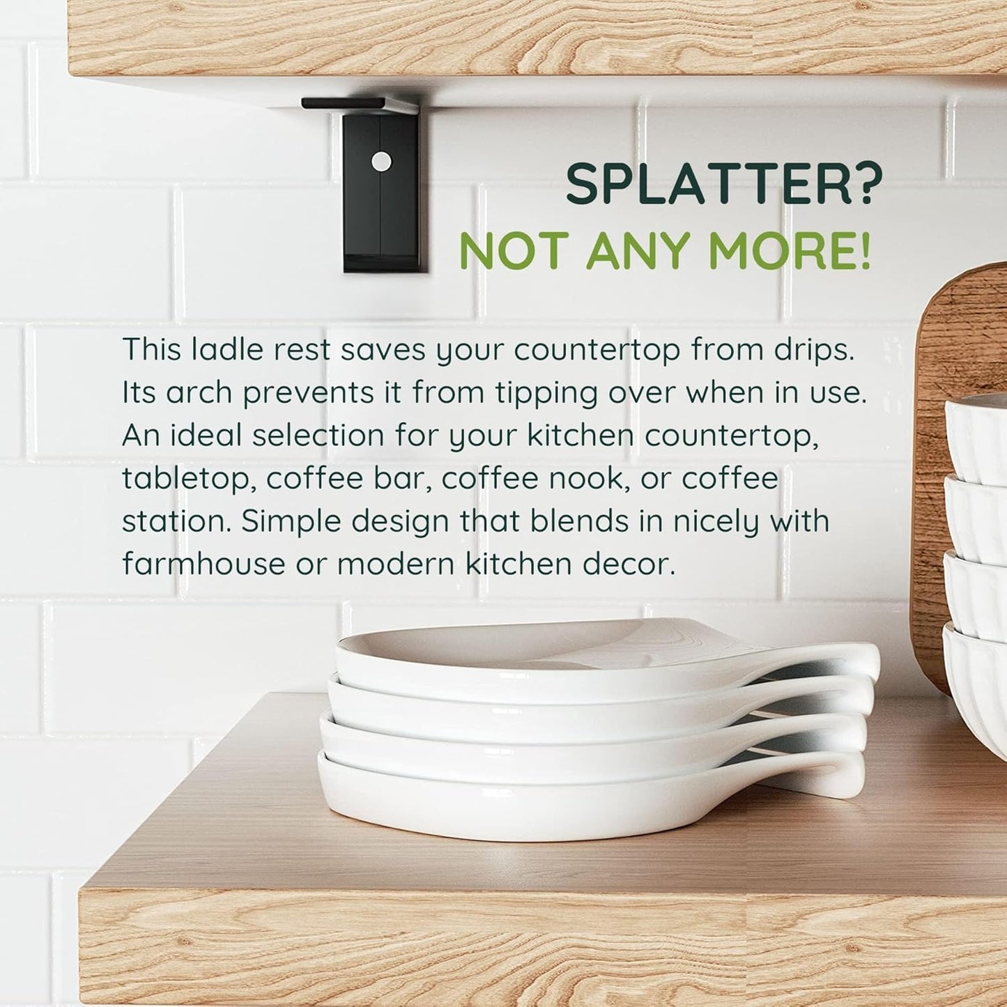 Spoon Rest Set of 1, 5.5 Inches, White Spoon Rest for Stove Top, Spoon Holder for Kitchen Counter Porcelain, Kitchen Utensils Accessories, White