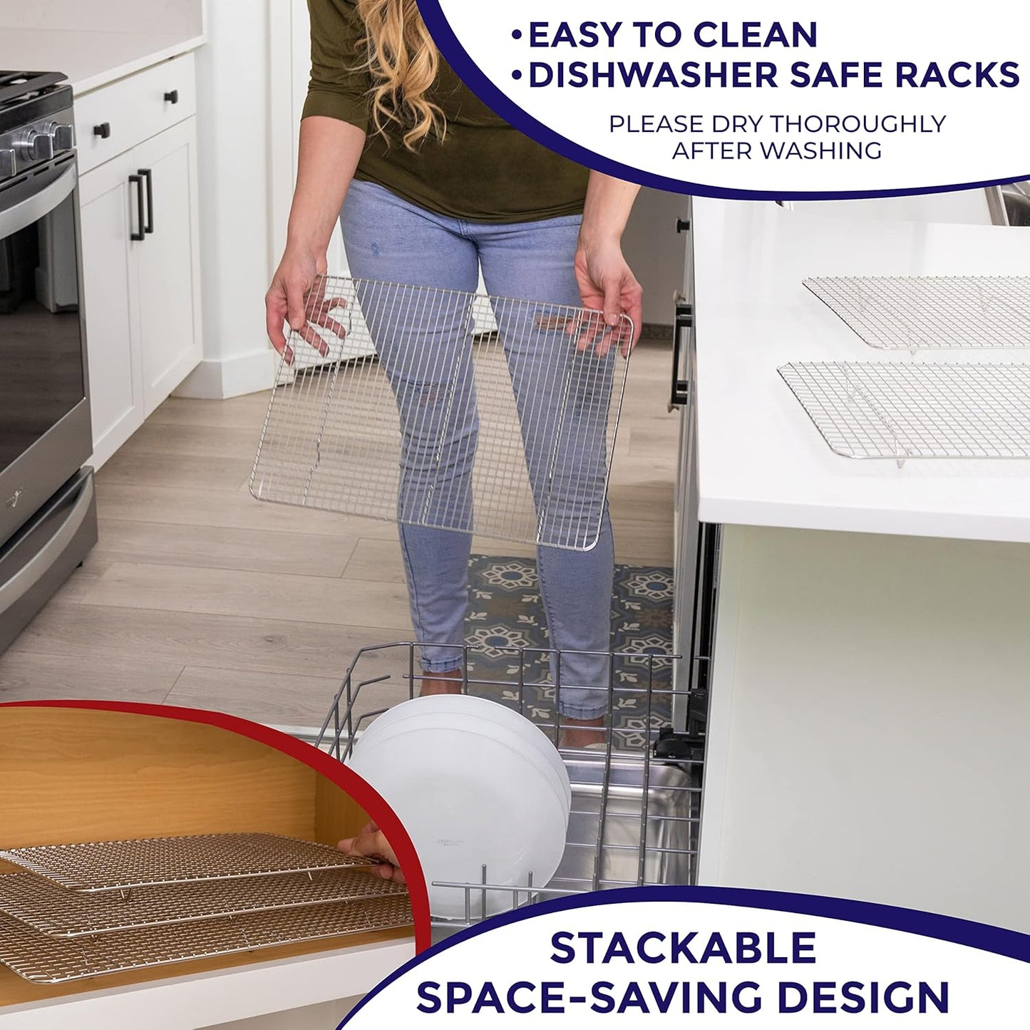 KITCHENATICS Heavy Duty Half Sheet Cooling Racks, Rust Resistant Stainless Steel Baking Racks, Wire Racks Fit Half Sheet Pan, Bacon Grill Rack for Oven, Cookie Cooling Racks 11.8" x 16.9" IN, Set of 2