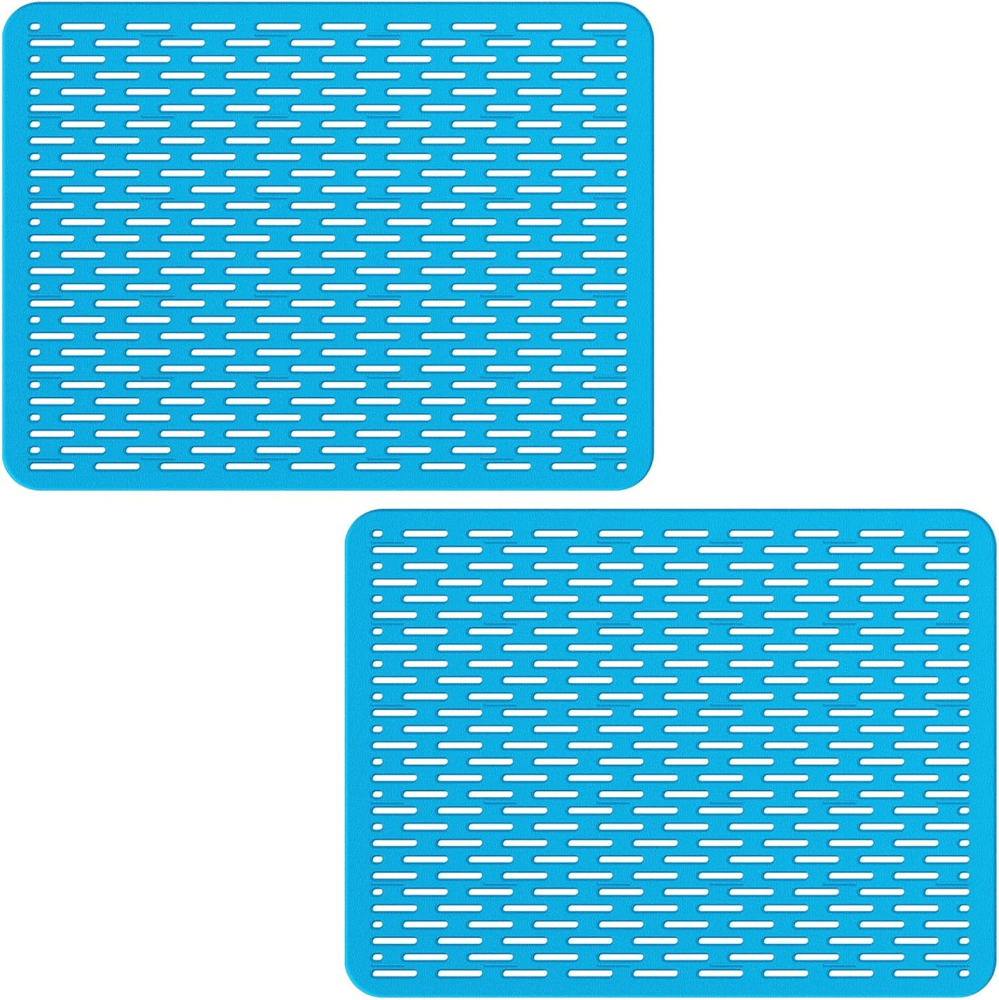 Bligli Mesh Sink Mat, 15.7 x 11.8inch Sink Prtector Mats for Kitchen Sinks, PVC Eco-Friendly Sink Protectors for Bottom of Sink, Fast Draining, Easy Cleaning, Clear Blue