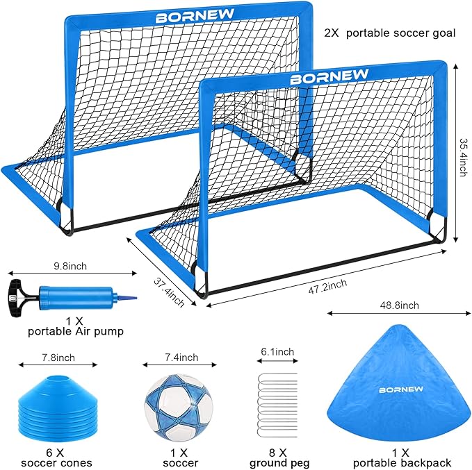 Kids Soccer Goal for Backyard Set - 2 6X4 / 4X3 ft