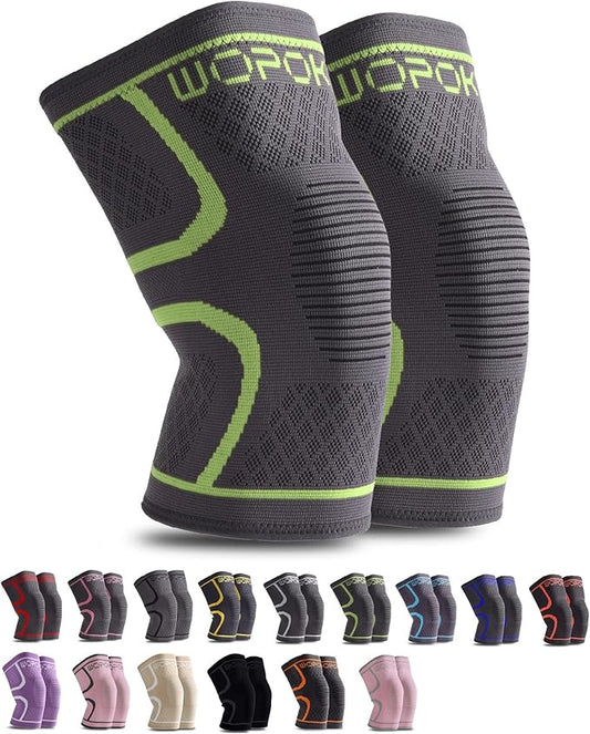 Knee Brace Sleeves for Weightlifting Working out, Knee Pain Relief for Meniscus Tear Arthritis ACL MCL (2 Pack)