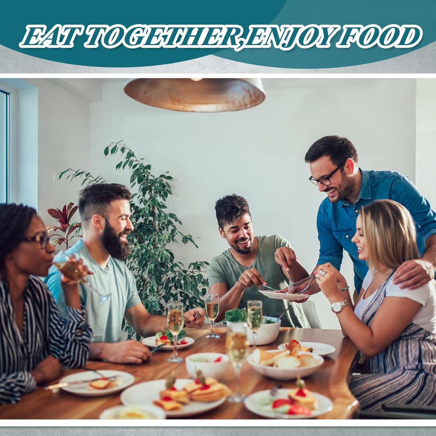 Nuenen 100 Pieces Stainless Steel forks and knives Dinner Flatware Set Tableware Cutlery for Butter Kitchen Restaurant, Dishwasher Safe(Silver,9.06 Inches, 8.07 Inches)