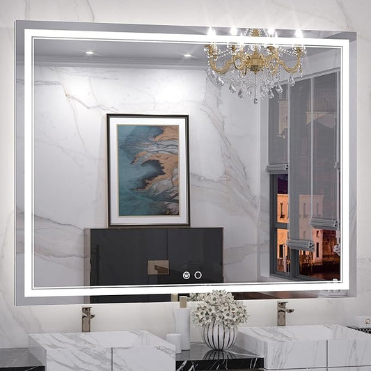 Keonjinn 48 x 40 Inch LED Bathroom Mirror 90+(Horizontal or