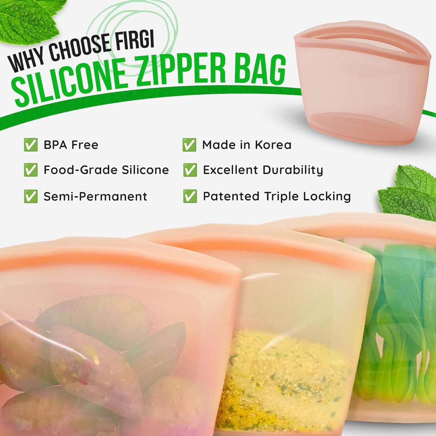 Reusable Silicone Food Storage Bags 3.6Cup (29oz), Airtight food Storage Containers Food Grade Silicone Snack Bags, BPA Free Food Storage Container, Microwave Safe, Sous Vide Container, White
