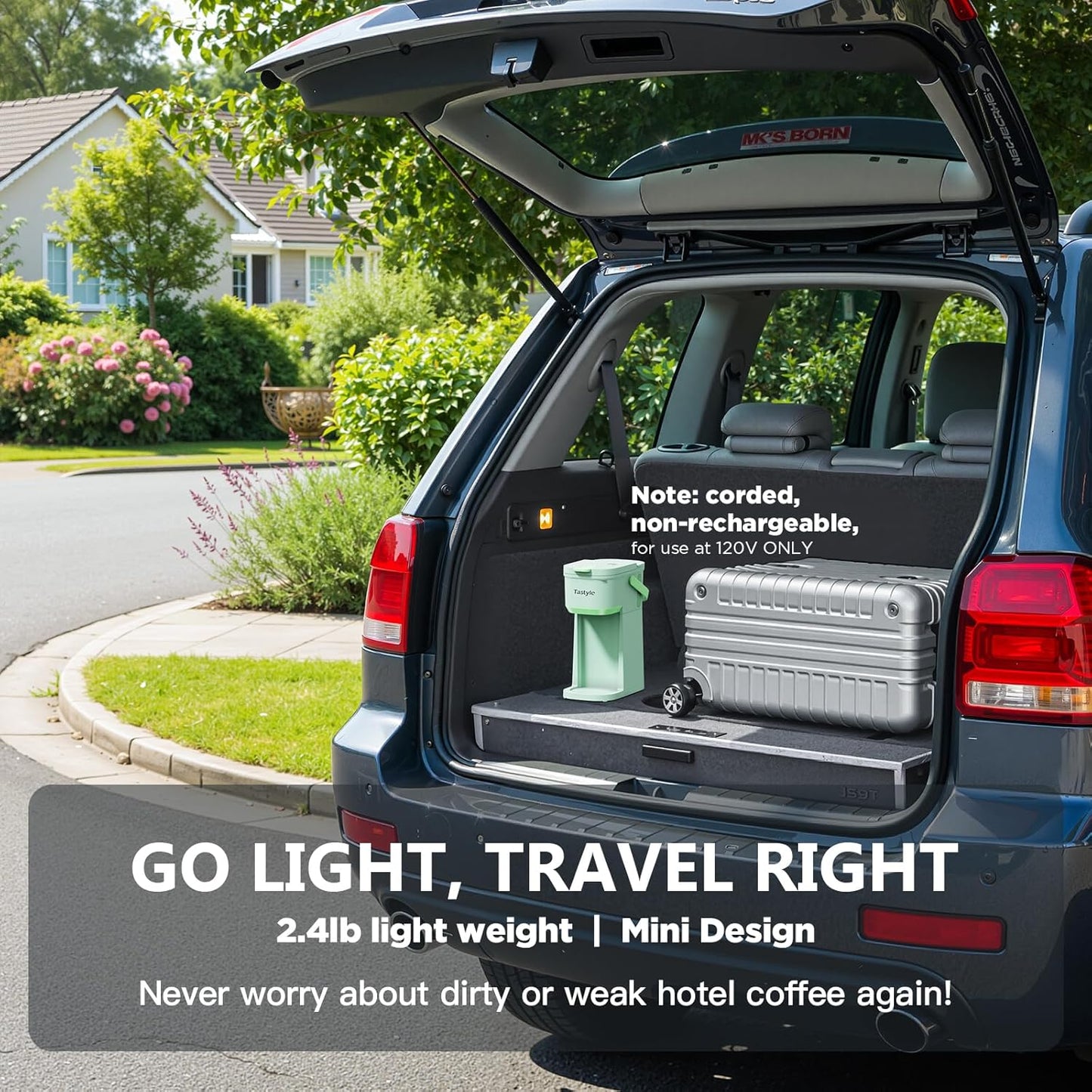 Single Serve One Cup Coffee Maker, for K Cups and Grounds, Mini Coffee Maker with Portable Handle, 6 to 12 Oz Brew Size, for Travel, Camping, Office, RV and Dorm, 120V, Oasis