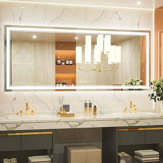 Keonjinn 72 x 30 Inch LED Bathroom Mirror 6000K (Vertical/Horizontal)