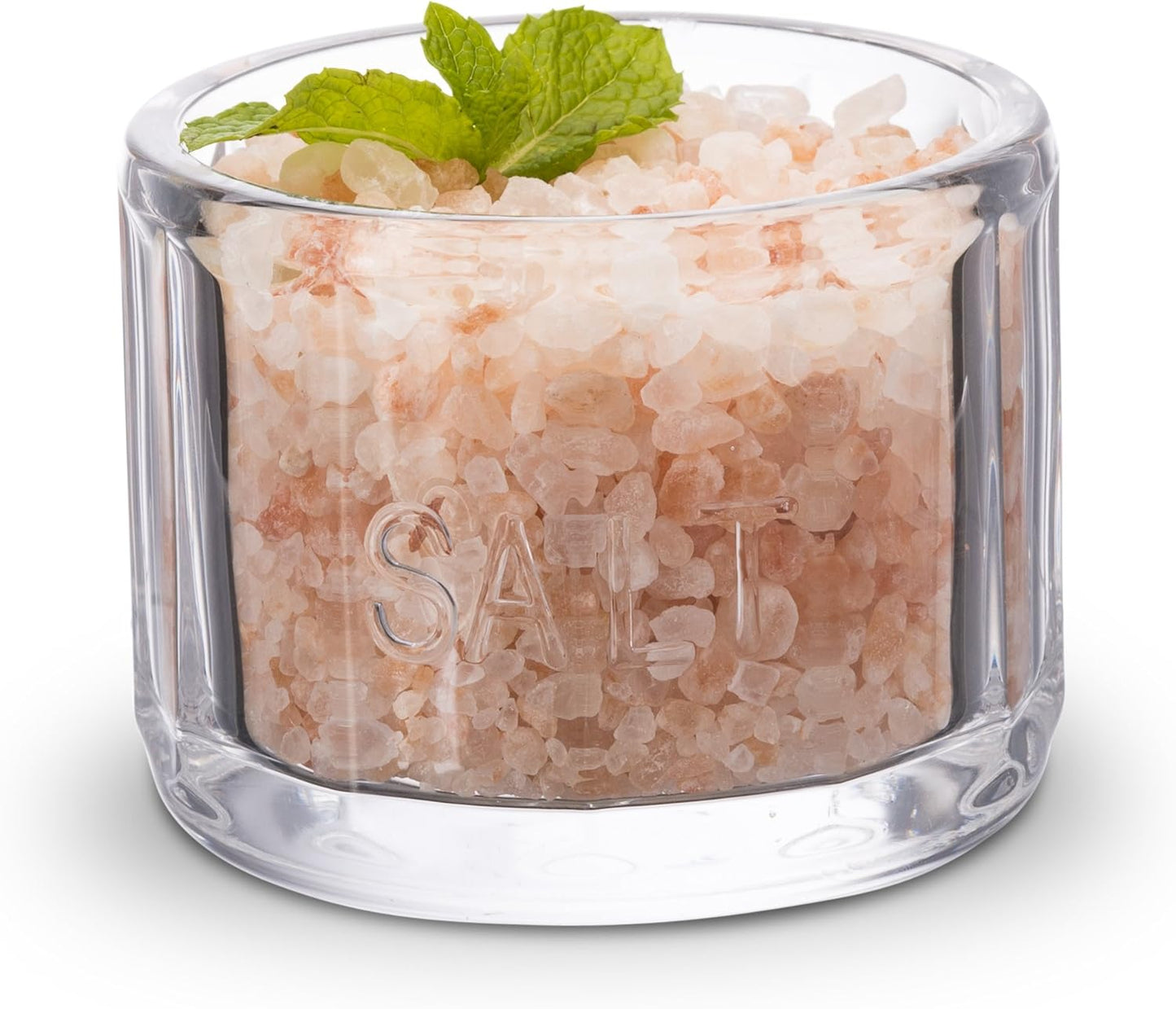 KooK Glass Salt Cellar, with Lid, Embossed Pressed Glass, Clear Storage Container, for Coffee, Sugar, Spices and Candies, Dishwasher Safe, 10 oz (Clear)