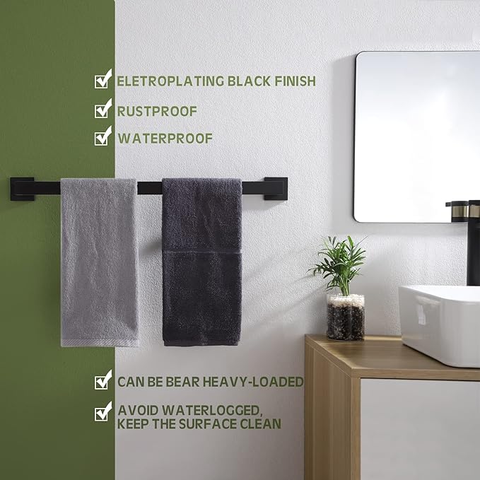 KOKOSIRI 20-Inch Single Towel Bar SUS304 Stainless B4003BK-L20