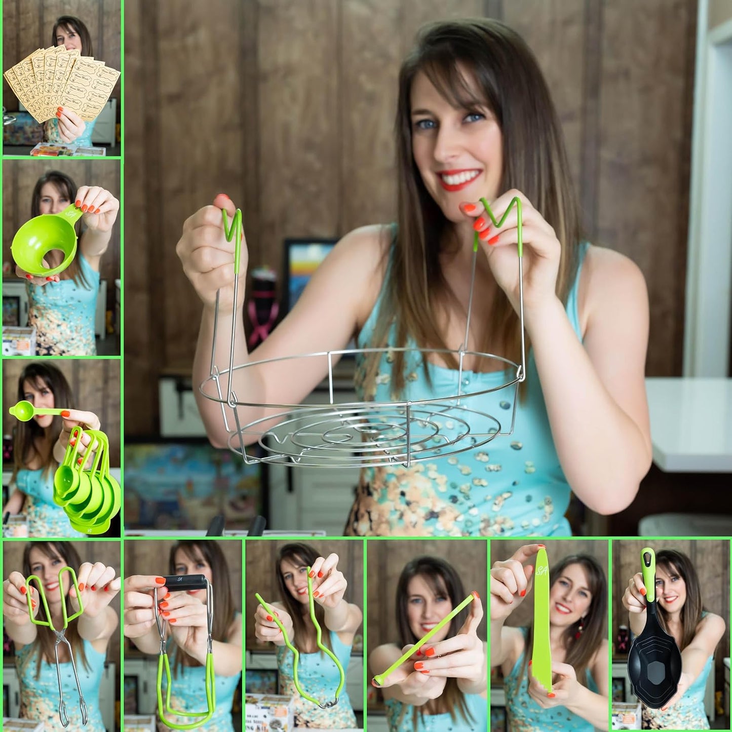 Supa Ant Canning Supplies Starter Kit- 10 pc Canner Accessories with Canning Rack for Jars, XL Ladle, Wide Mouth Jar Funnel, Jar Lifter and Wrench, Bubble Popper/Measurer, Lid Lifter, Kitchen Tongs