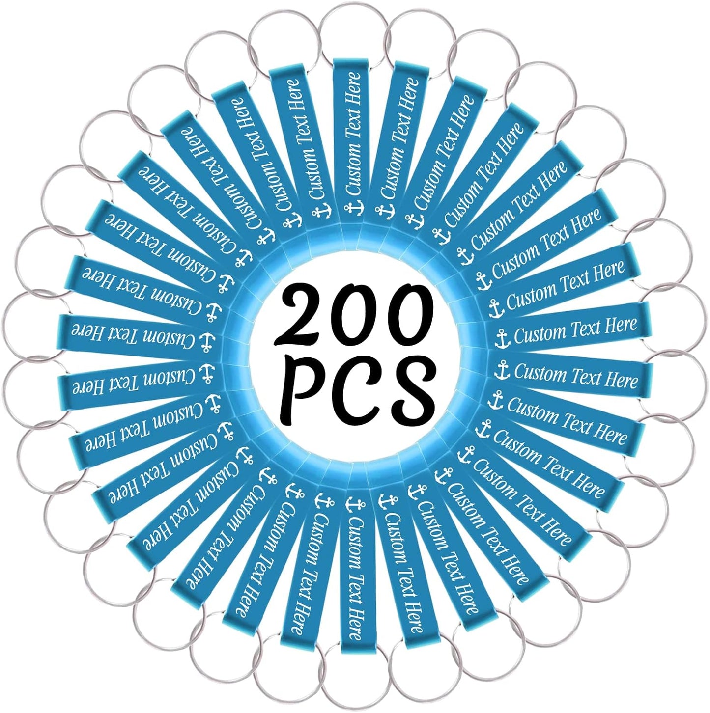 200PCS Personalized Bottle Opener Keychain Bulk Custom Beer Bottle Opener with Logo Text Engraved Wedding Bottle Opener Favors Customized Gifts for Guests Baby Shower Birthday Party-Sky Blue