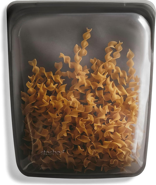 Stasher Premium Silicone Reusable Food Storage Half Gallon Bag, Black, Microwave, Sous Vide, Dishwasher, Oven and Freezer Safe, BPA Free, Leak-free, Eco-friendly, 64 Oz