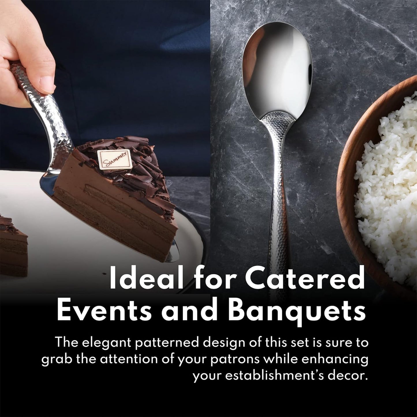 New Star Foodservice Mars Collection, Stainless Steel, 18/8 Hammered Hollow Handle Cake Server, 9.68-Inch