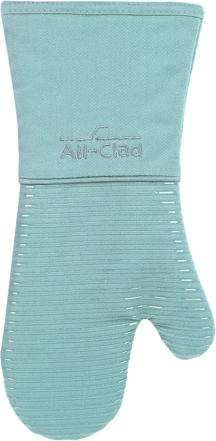 All-Clad Silicone Oven Mitt: Heat Resistant up to 500 Degrees - 100% Cotton & Silicone, 14"x7" Oven Mitt for Kitchen and Barbeque, 1-Pack, Rainfall