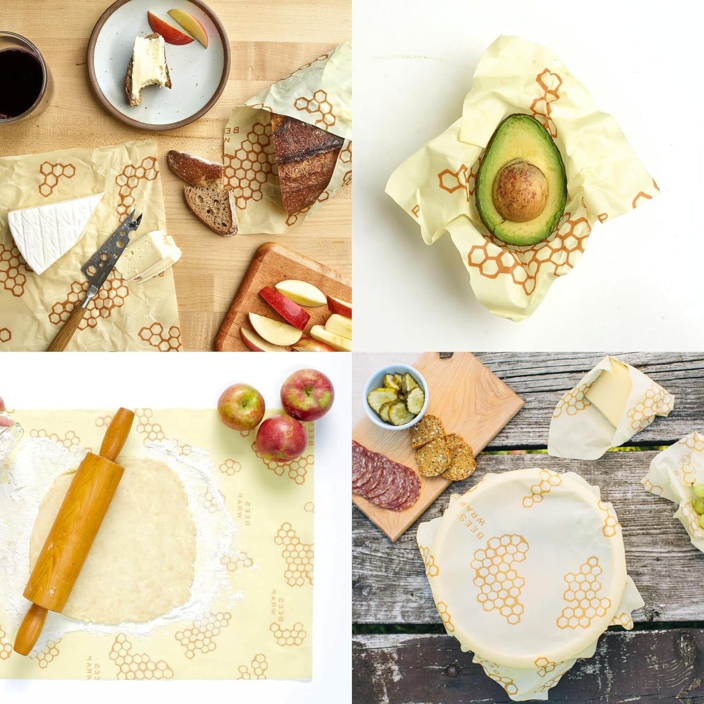 Bee's Wrap Beeswax Wraps for Food - Honeycomb Cut to Size 14x52" Wax Paper Roll - Made in USA Reusable Waxed Paper & Bowl Covers - Organic & Eco-Friendly Alternative to Aluminum Foil & Plastic Wrap