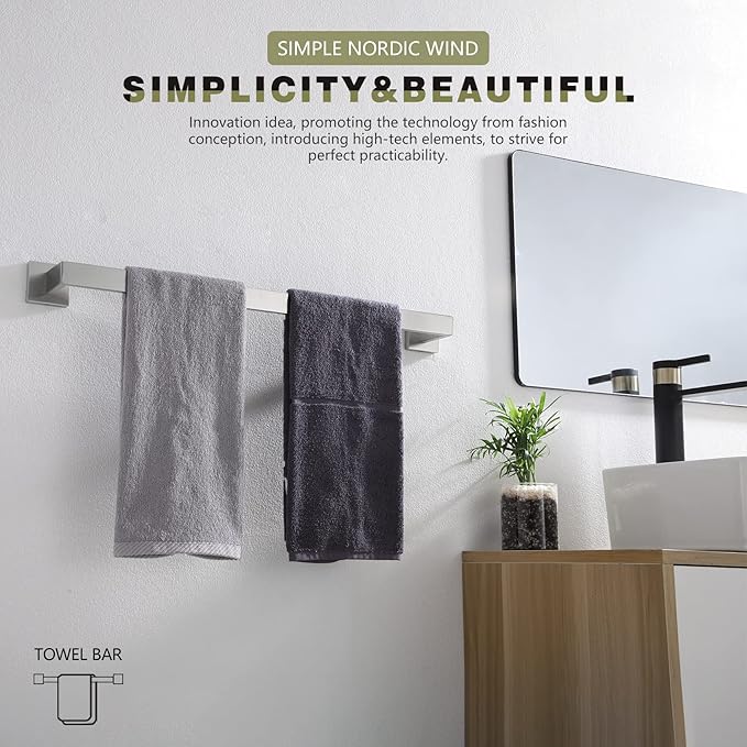 KOKOSIRI 20-Inch Single Towel Bar SUS304 Stainless B4003BR-L20