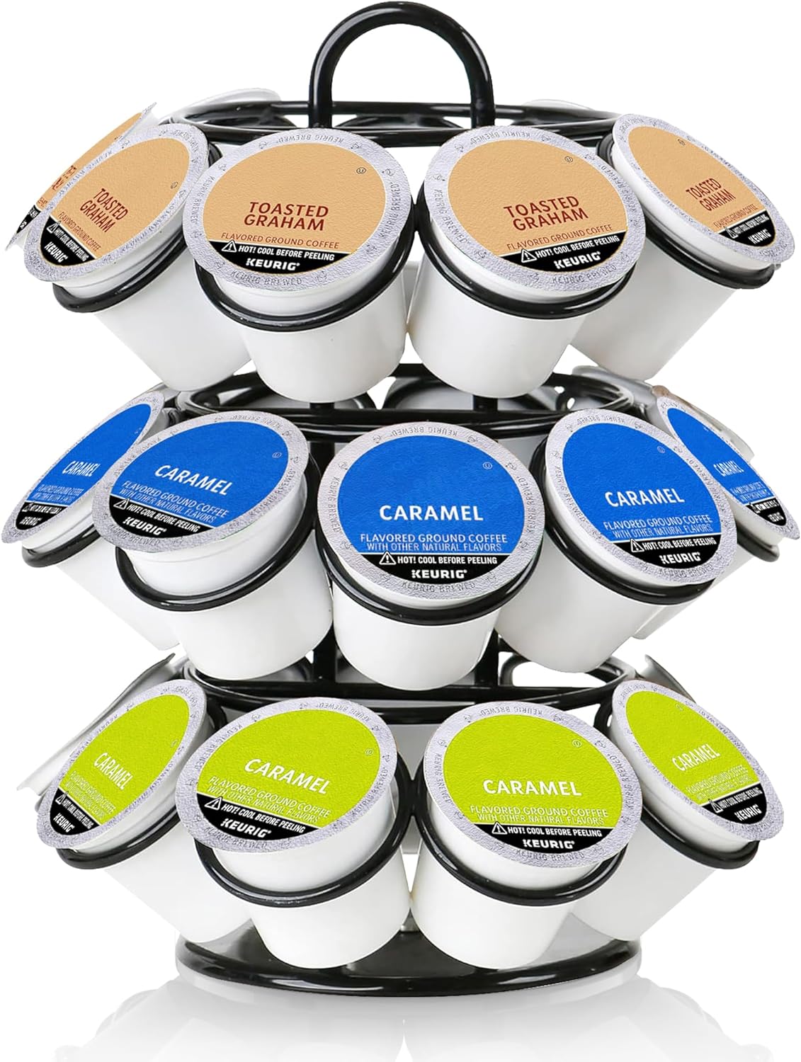 K Cup Holder, Coffee Pod Holder for Keurig, Coffee Pod Storage Organizer for K-cups, Compatible with Keurig Pods and Dolce Gusto, Holds 27 Pods, 360-Degrees Rotating -Black