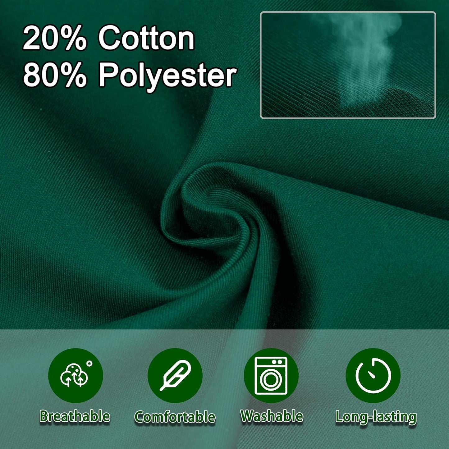 4 Pack Short Server Waitress Chef Apron, Green Waist Aprons with 3 Pockets for Women Men, Half Apron for Waiter Cooking Dishwashing Cleaning Painting Gardening Barbecue (Polycotton - Green)