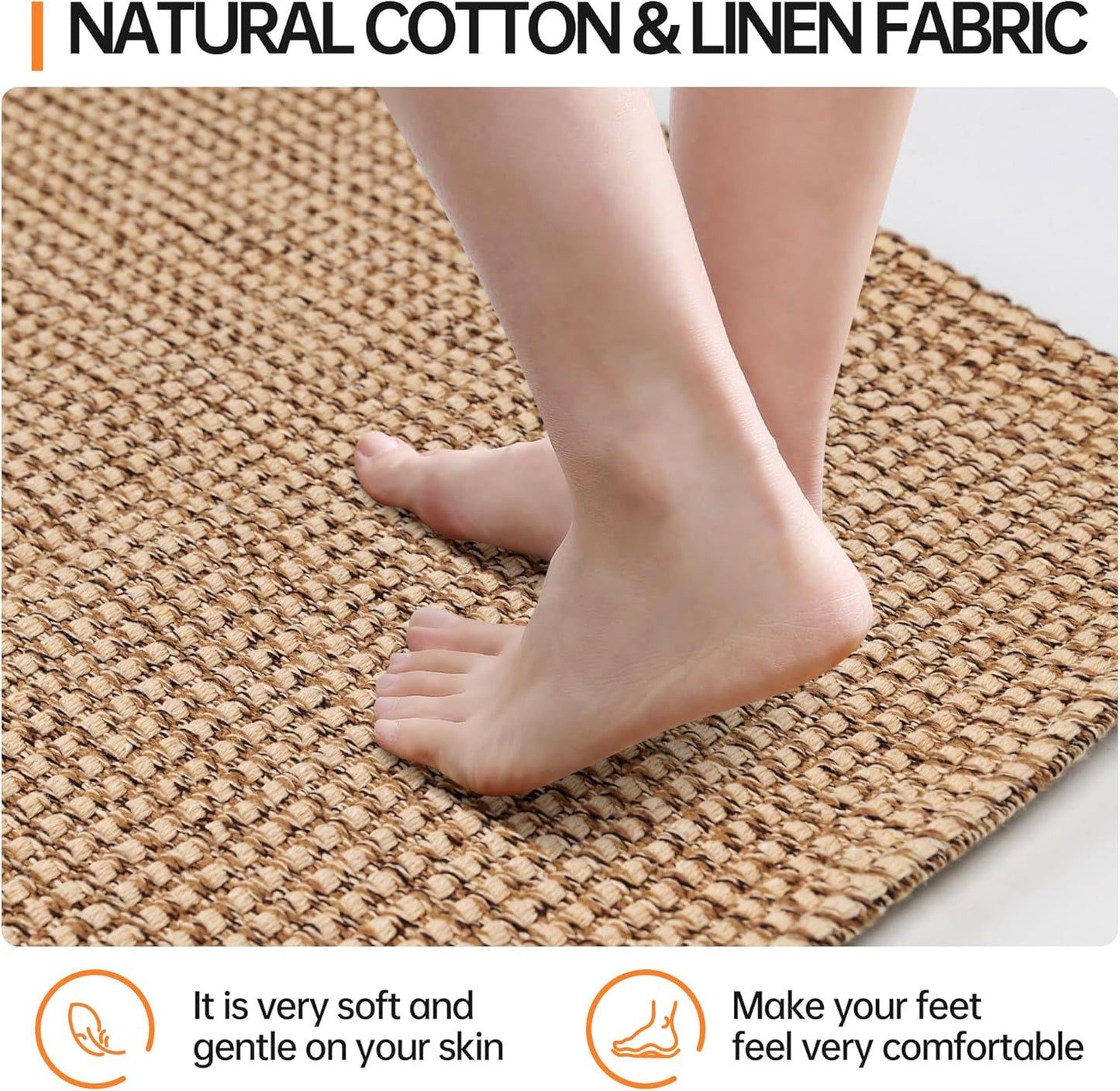 Kitchen Rugs and Mats Non Skid Washable [2PCS] (17.3" x 30"+ 17.3" x 60"), Absorbent Kitchen Floor Mats, Boho Cotton Kitchen Runner Rugs Comfort Standing Mat for Sink Hallway Laundry