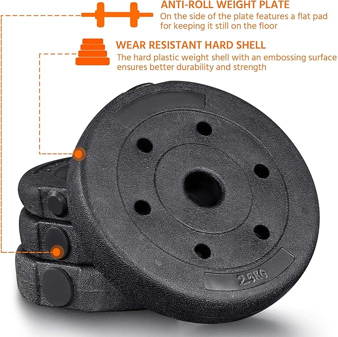 Yaheetech 66LB Weight Dumbbell Set Fitness Adjustable Cap Gym/home Barbell Plates Body Workout for Women and Men Strength Training