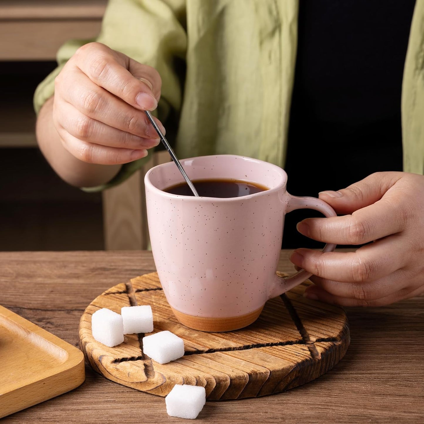 AmorArc 12oz Coffee Mugs, Ceramic Coffee Mugs set of 4 for Man, Woman, Dad, Mom, Modern Coffee Mugs with handle for Latte/Cappuccino/Milk/Cocoa. Dishwasher&Microwave Safe, Cloud Pink