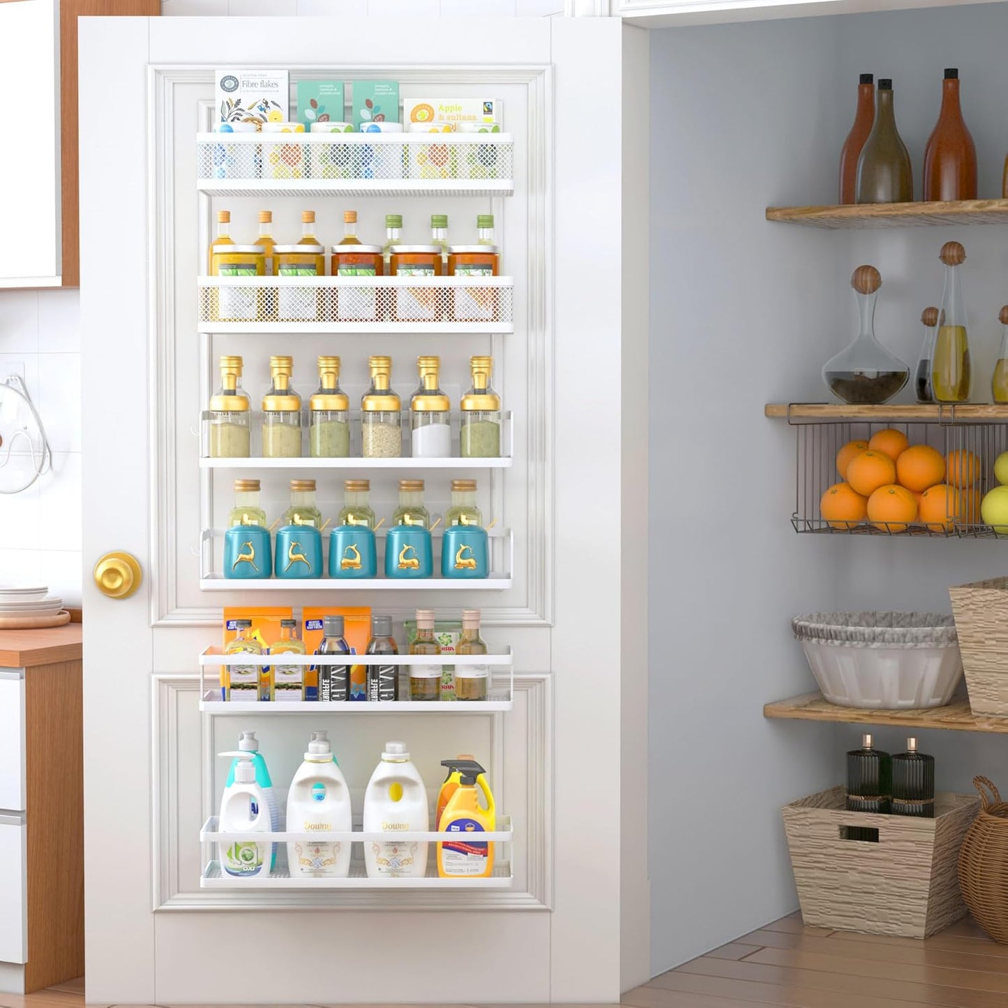 PUSDON Metal Wall Hanging Basket 2 Packs DIY Suitable for Multiple Scenes - Large White Netting