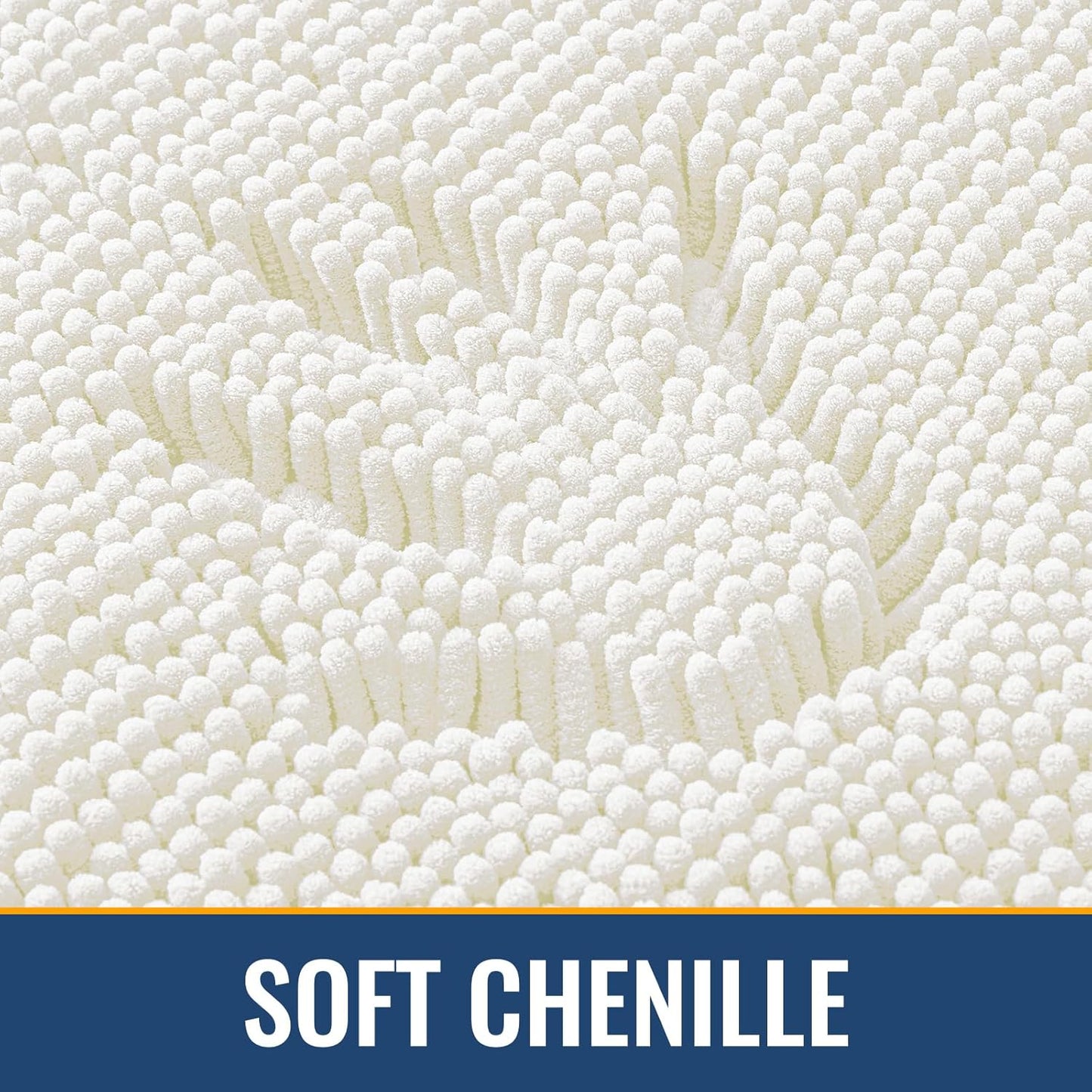 Arotive Bathroom Rugs 30x20, Extra Soft Absorbent Shaggy Chenille Bath Rugs, Machine Washable Rubber Backing Non-Slip Bath Mats for Bathroom Floor Tub and Shower, Home Decor Accessories, Ivory