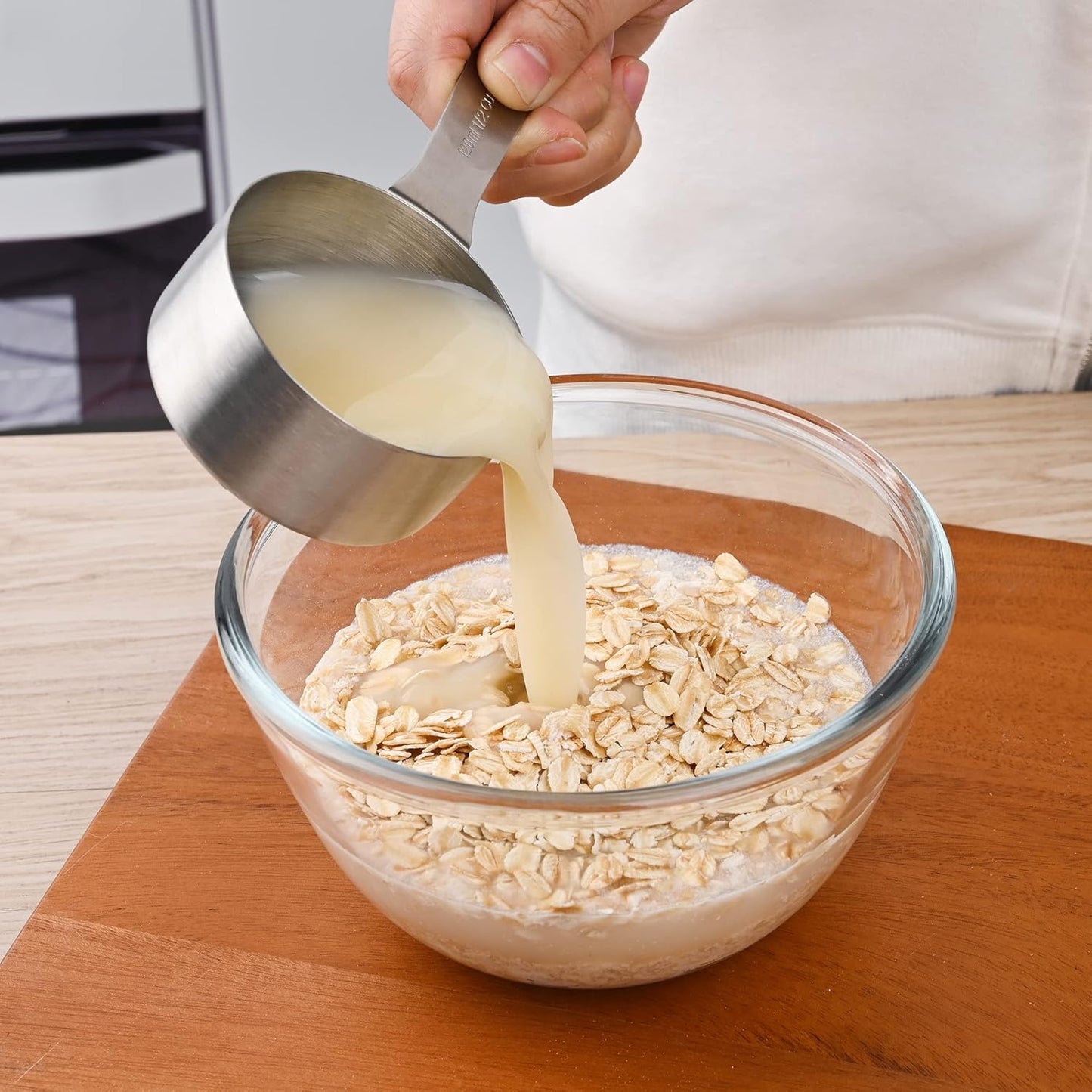 Measuring Cups Set, 18/8 Stainless Steel Measuring Cups Set for Baking & Kitchen, Metric & US Metal Measure Cup for Dry & Liquid Ingredients