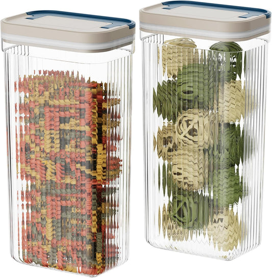 2 PACK 3.2L Food Storage Containers with Airtight Lids, 12" Tall Jar Food Container, BPA Free, Dry Food Storage for Pasta, Spaghetti, Cereal, Flour Pantry Organization, Cream