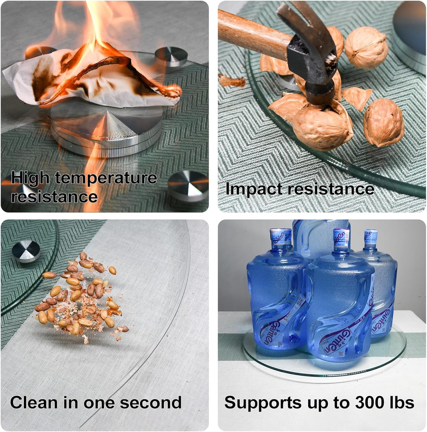 24" Large Tempered Glass Lazy Susan Turntable - Silent & Smooth Swivel Serving Plate for Dining Table Centerpiece for Family Gatherings, Banquets, and Weddings, Great Gift for New Homes