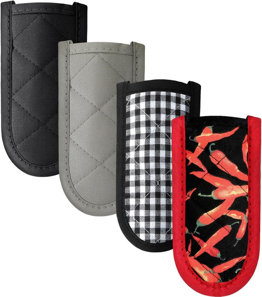 Patelai 4 Pcs Cast Iron Skillet Handle Covers Heat Resistant Pot Handle Covers Non Slip Cotton Pot Sleeves Holder Mitts Machine Washable for Kitchen Baking Cooking Cookwares(Plaid Style)