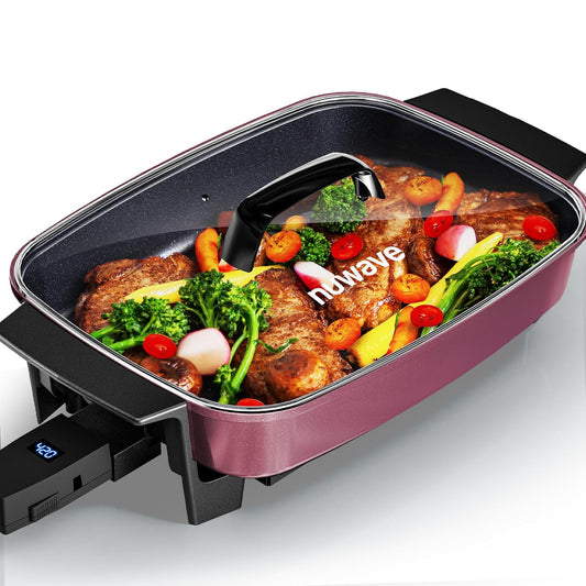 Nuwave Medley XL Digital Electric Skillet, Family Size Griddle w/Glass Lid, 2025 New & Improved Precision Heating, 100°-425°F, PFAS Free G11 Nonstick Ceramic Coating, Portable Hot Plate, 7qt Capacity